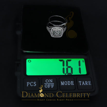 DiamondCelebritees 4.00ct Cubic Zirconia Sterling White Silver Round Engagement Women's Ring Size 8