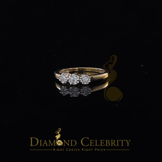 DiamondCelebritees 925 Yellow Silver Cubic Zirconia 1.25 ct Past Present Future Women's Ring Size 7