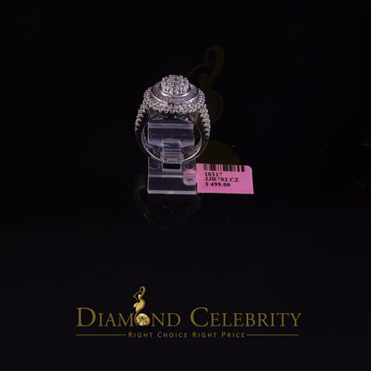 DiamondCelebritees White 925 Silver Rhodium Plated 6.48ct Cubic Zirconia Cocktail Womens Ring SZ 9