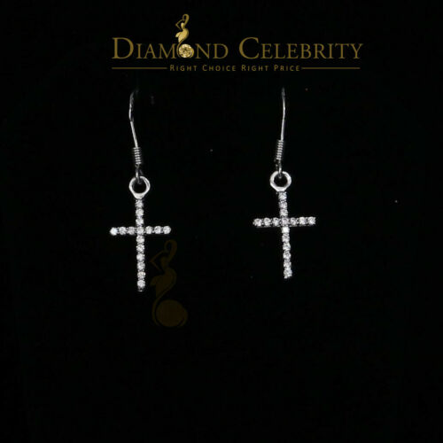 DiamondCelebritees  White 0.40ct Sterling 925 Silver Hip Hop Cross Dangling Women's & Men's Earring