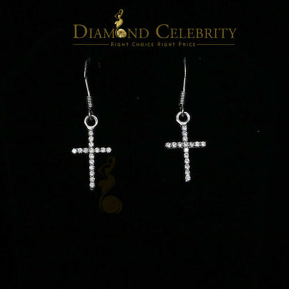 DiamondCelebritees  White 0.40ct Sterling 925 Silver Hip Hop Cross Dangling Women's & Men's Earring