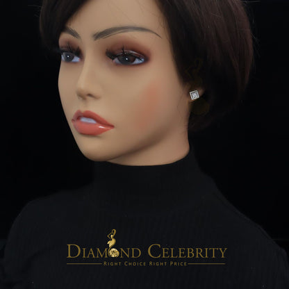 DiamondCelebritees  1.2ct Cubic Zirconia 925 White Sterling Silver Women's Hip Hop Square Earrings