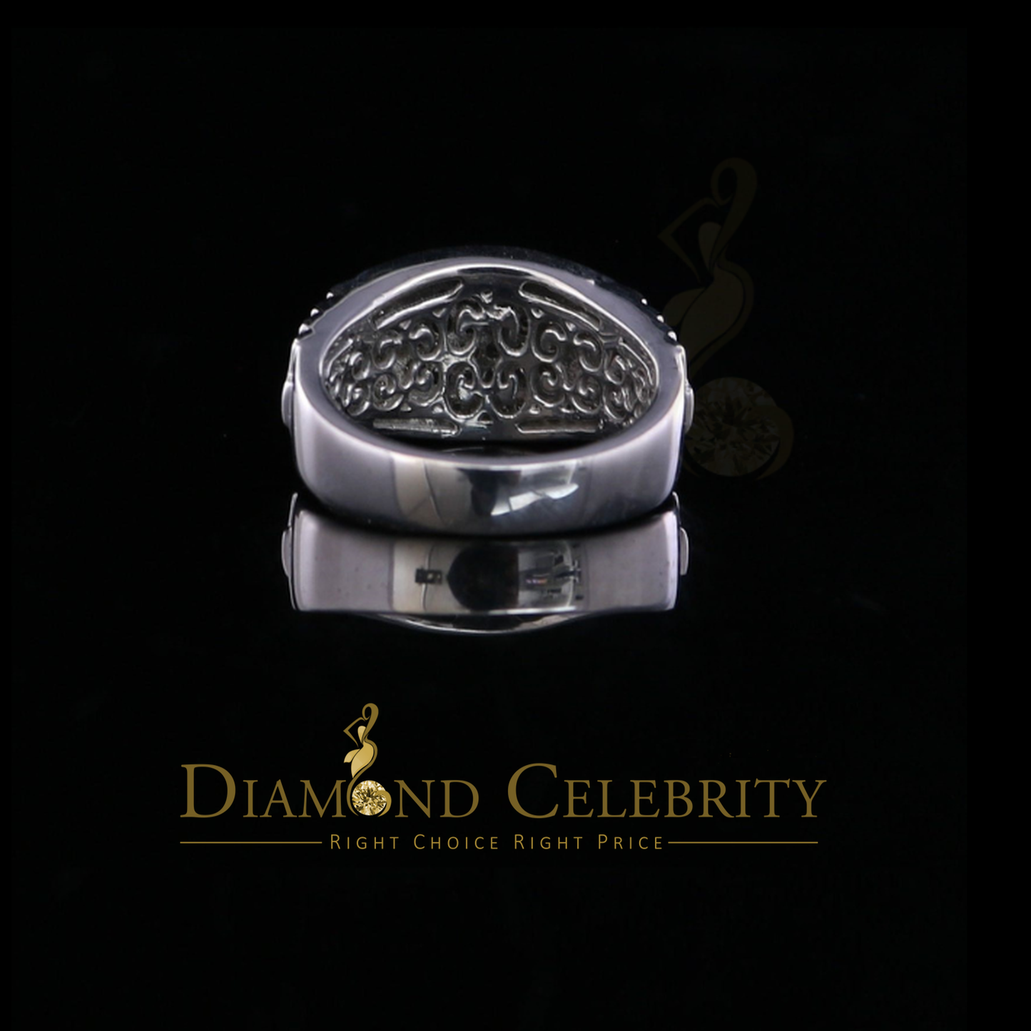 DiamondCelebritees 0.25 CT Real Diamond 925 Sterling White Silver With Fashion Men's Ring Size 10