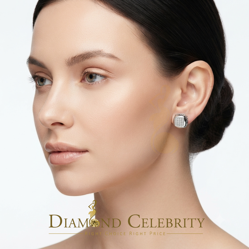 DiamondCelebritees 0.05ct Diamond 925 Sterling Silver White For Women's & Men's Round Stud Earring