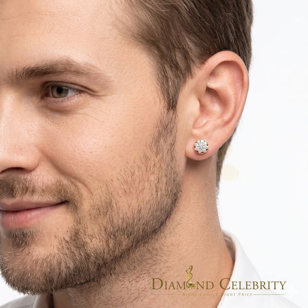 DiamondCelebritees  Yellow 925 Silver Cubic 0.14ct Zirconia Women's & Men's Hip Hop Flower Earrings