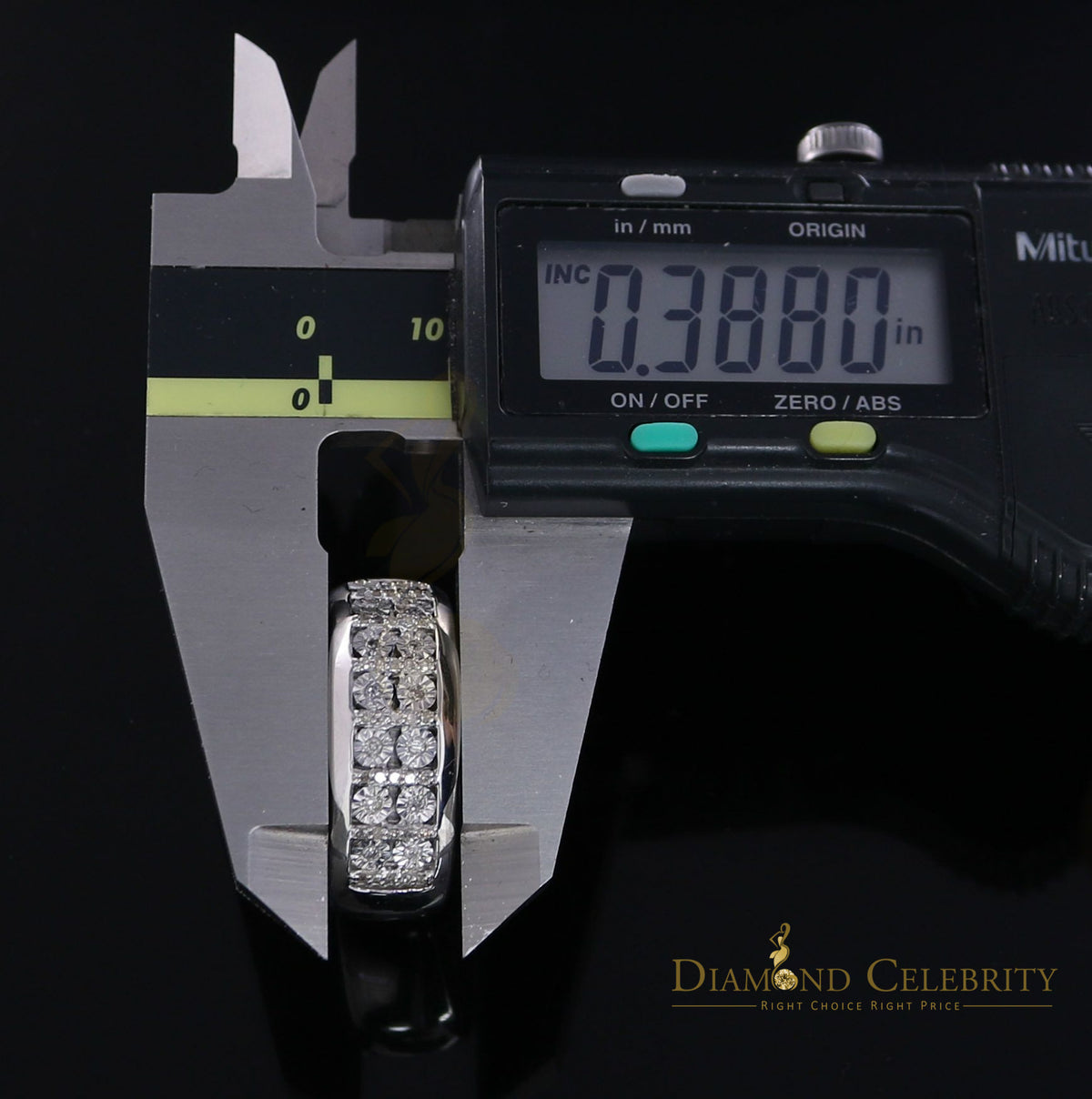 DiamondCelebritees 0.20CT Real Diamond Men's Silver White Micro-Pave Ring Size 11 in Band Style