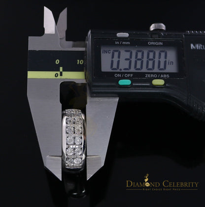 DiamondCelebritees 0.20CT Real Diamond Men's Silver White Micro-Pave Ring Size 11 in Band Style