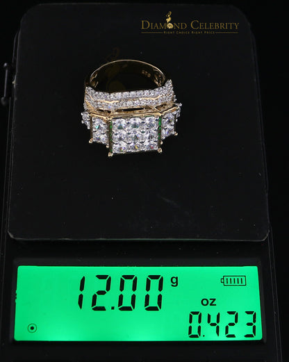 DiamondCelebritees 925 Sterling Yellow Silver 7.76ct Cubic Zirconia Square Engagement Women's Ring Size 9