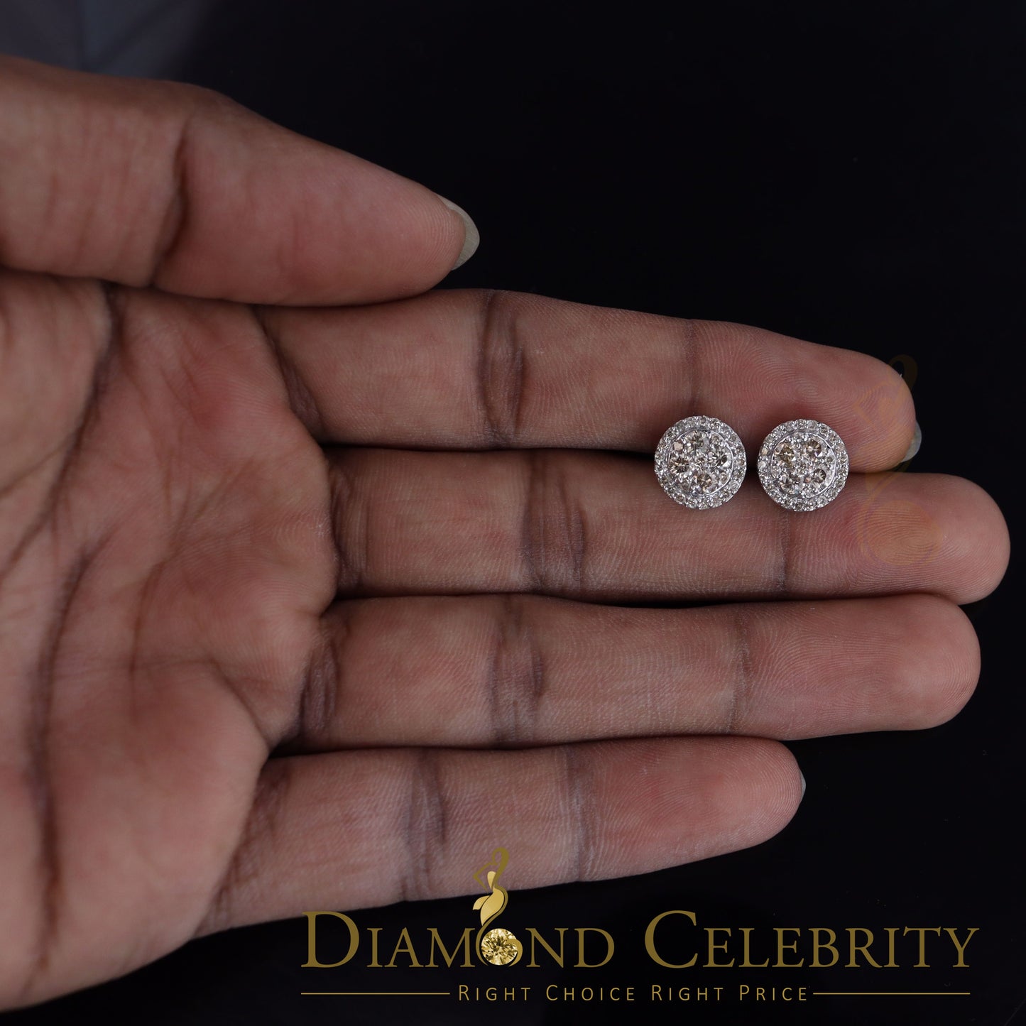 DiamondCelebritees 10K Real Yellow Gold Real Diamond 0.60CT Men's/Women's Stud Round Earring