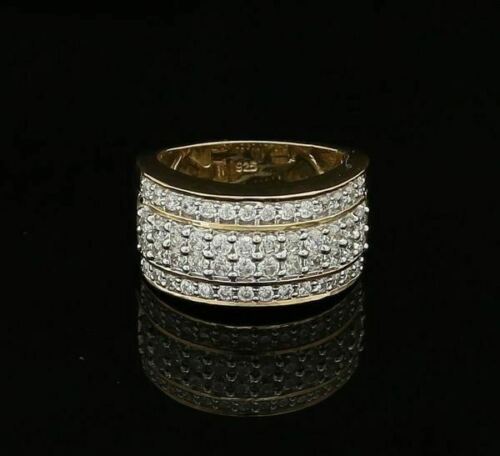 DiamondCelebritees 925 Sterling Yellow Silver 6.00ct Cubic Zirconia Round For Men's Ring Size 8