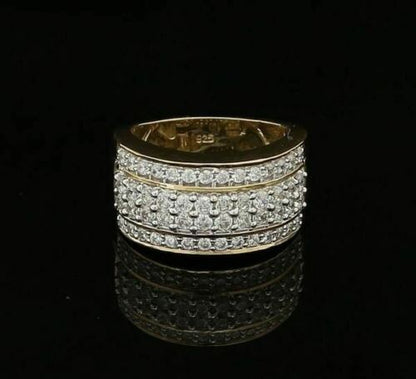 DiamondCelebritees 925 Sterling Yellow Silver 6.00ct Cubic Zirconia Round For Men's Ring Size 8
