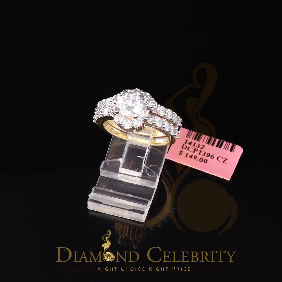 DiamondCelebritees 5.25ct Yellow 925 Sterling Silver Round Cubic Zirconia Women Bridal Ring Size 8