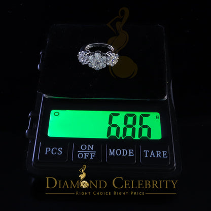 DiamondCelebritees 925 Sterling White Silver Floral-Shaped Cubic Zirconia 2.0ct Womens Ring Size 7