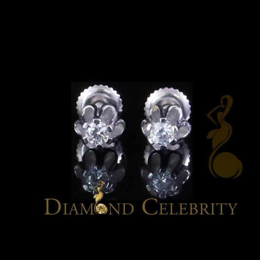 Diamondcelebritees Women's 0.10ct round shape buttercup stud earrings made of 925 silver moissanite