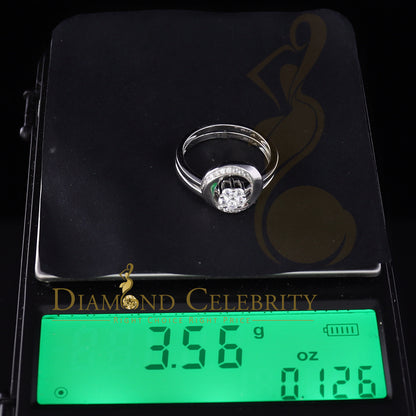DiamondCelebritees 925 Sterling White Silver 0.45ct Cubic Zirconia Floral Bridal Womens Ring Size 6