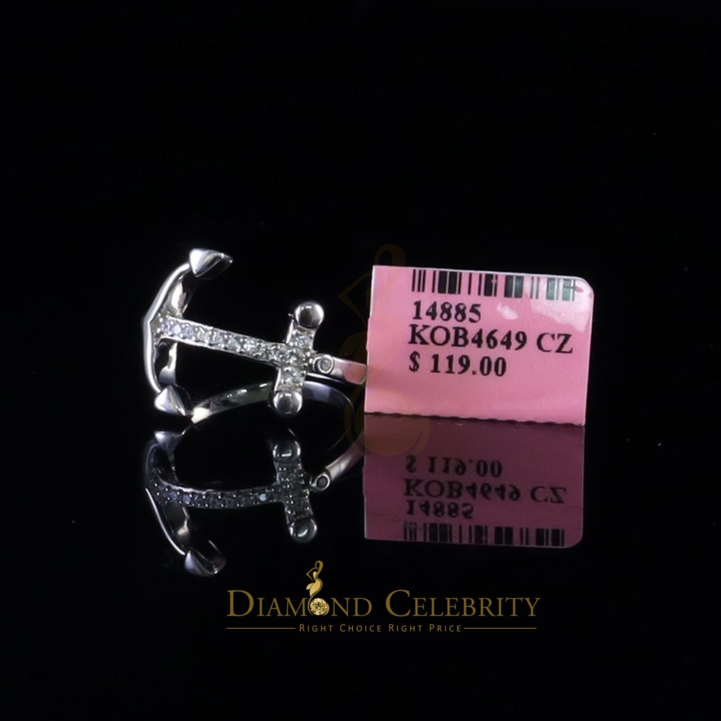 DiamondCelebritees 925 Sterling White Silver Shiny -Shaped 0.15ct Cubic Zirconia Womens Ring Size 7