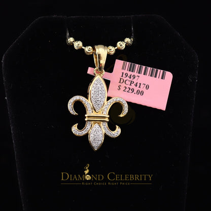 DiamondCelebritees Promise Yellow 925 Sterling Silver Fleur de Lis Pendant 0.50ct Cubic Zirconia