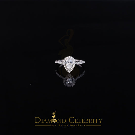 DiamondCelebritees 1.72ct Cubic Zirconia 925 White Silver Pear Engagement Men's/Womens Ring Size 7