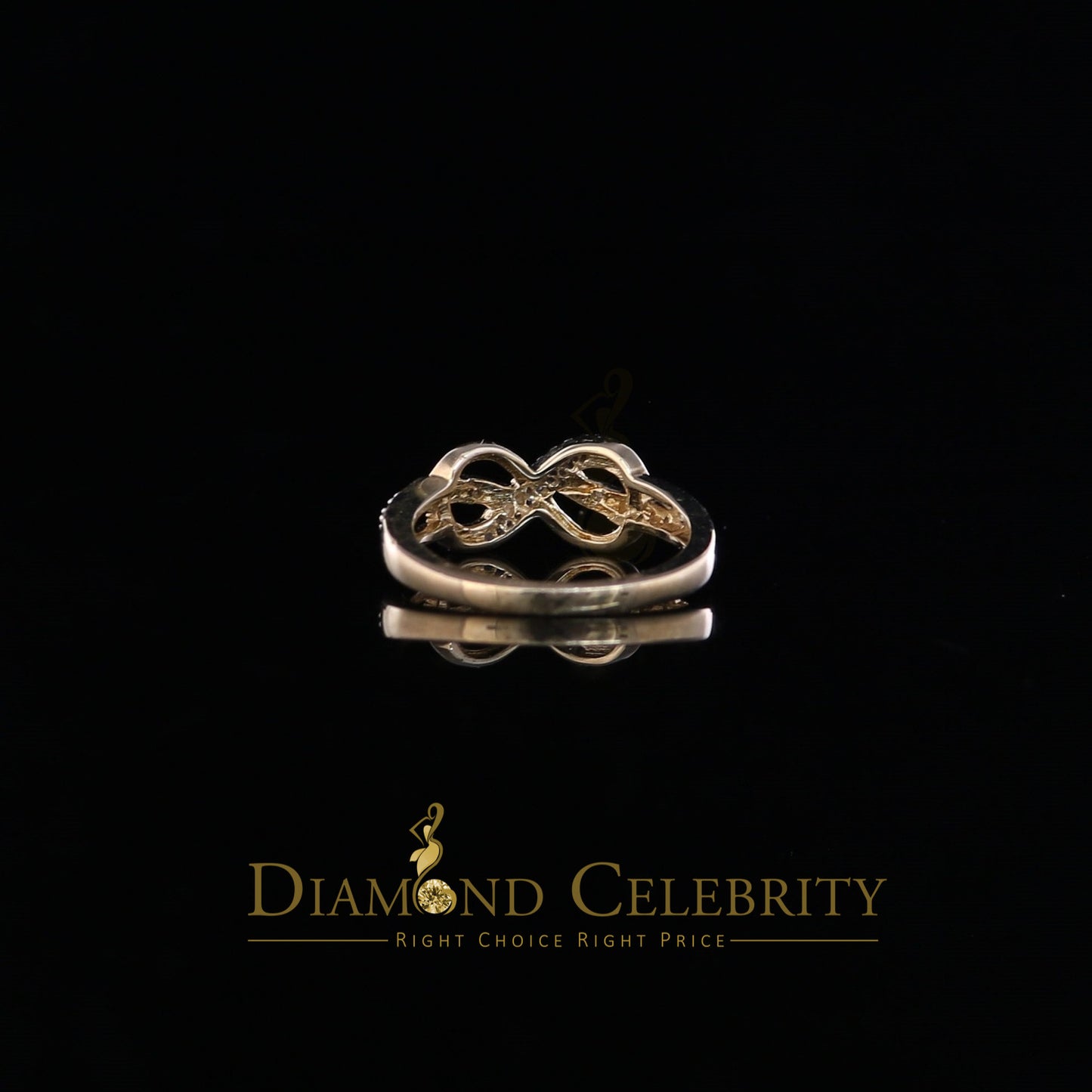 DiamondCelebritees Real Diamond 0.15 CT Womens Sterling Silver Yellow Infinity Engagement Ring SZ 7