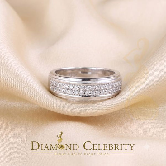 DiamondCelebritees 0.10ct Round Cut 925 Sterling Silver White Diamond Men's Wedding Band Ring SZ 11