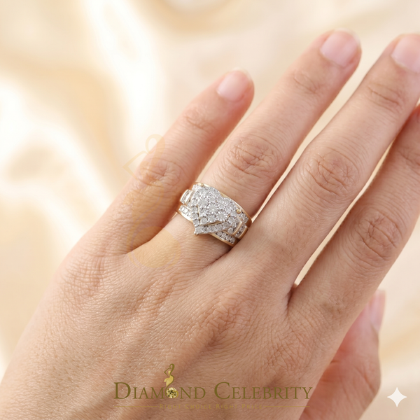 DiamondCelebritees Real Diamond 0.33ct Cindarella 925 Yellow Silver Women Engagement Heart Ring SZ7