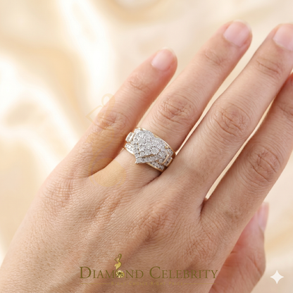 DiamondCelebritees Real Diamond 0.33ct Cindarella 925 Yellow Silver Women Engagement Heart Ring SZ7