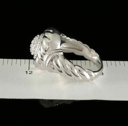 DiamondCelebritees 0.58ct Sterling White Silver Round Shape 925 Cubic Zirconia Womens Ring size 7