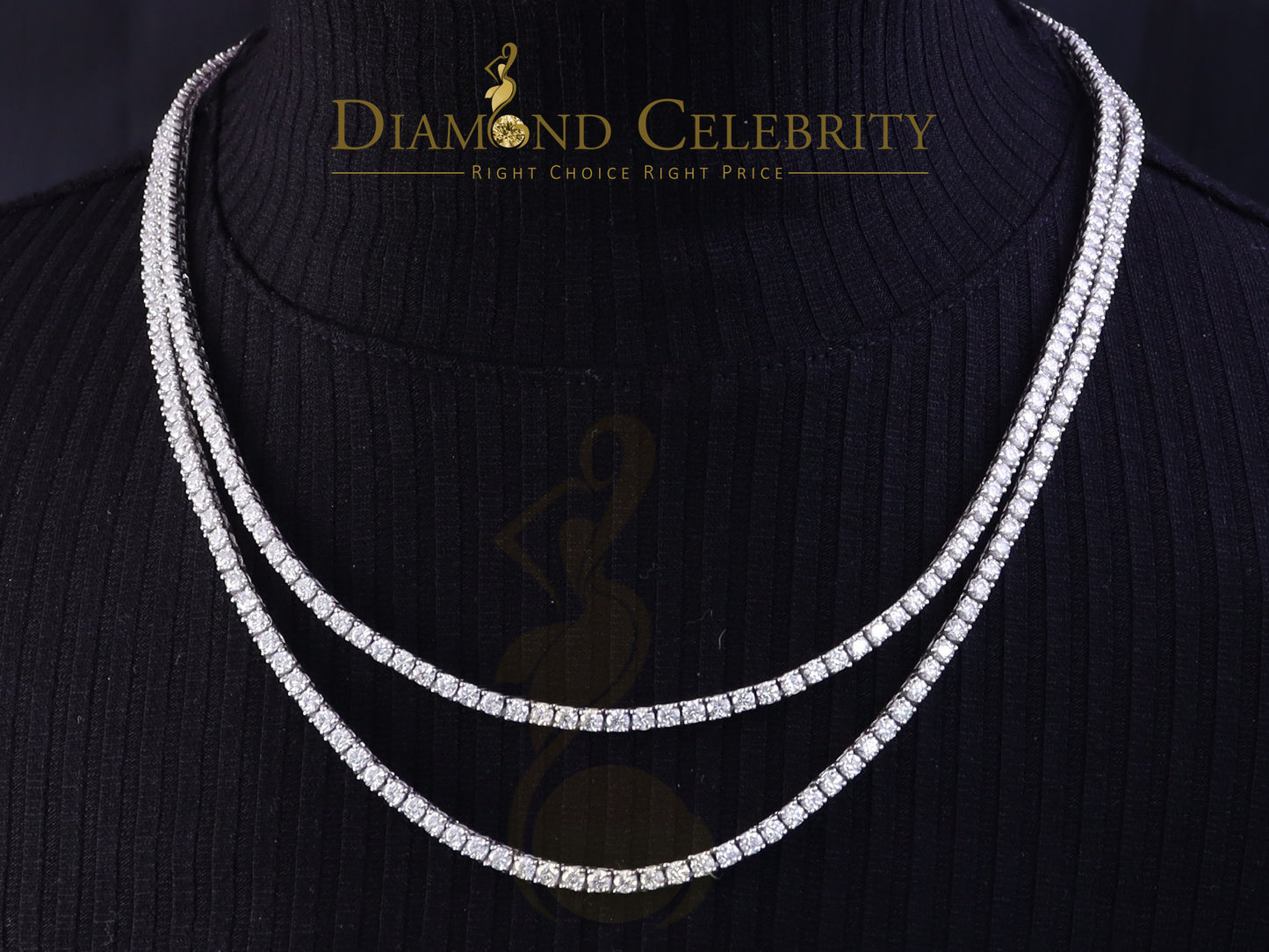 DiamondCelebritees Tennis Men's Necklace 925 Silver White 40ct Moissanite size 22inch & Width 3mm