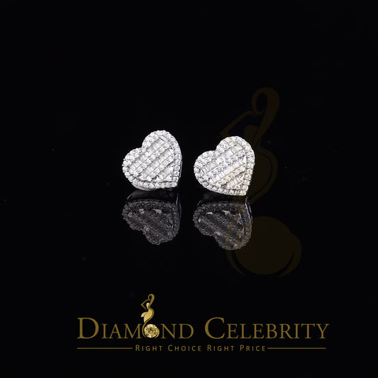 DiamondCelebritees  925 White Sterling Silver 1.48ct Cubic Zirconia Men's & Women's Heart Earrings