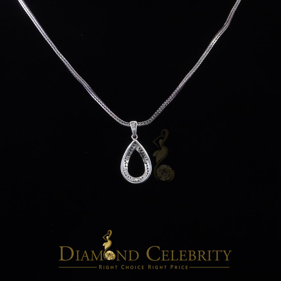 DiamondCelebritees White Sterling Silver Pendant with Charming Necklace Shape 0.37ct Cubic Zirconia