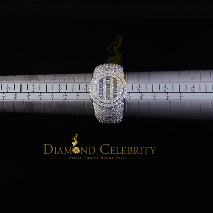 DiamondCelebritees 4.50ct White Silver VVS 'D' Moissanite Baguette Round Rings SZ 10 for Men's