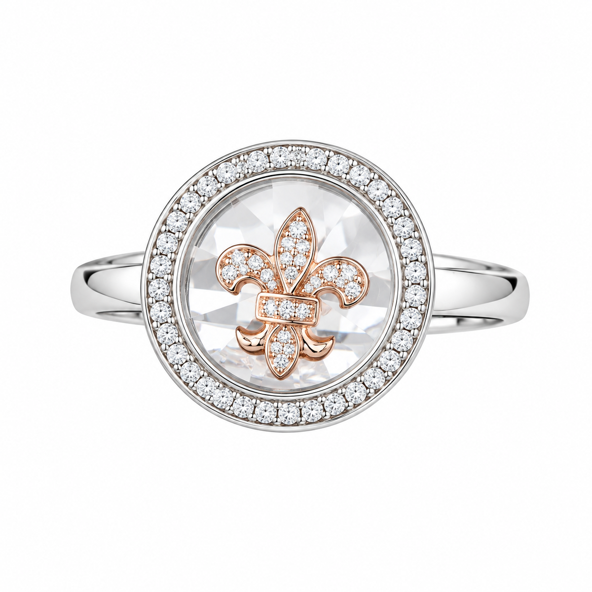 DiamondCelebritees White 0.50ct 925 Sterling Silver Fleur de lis Cubic Zirconia Women's Ring Size 7