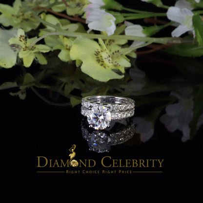 DiamondCelebritees 7.00ct Moissanite White Sterling Silver Men's/ Women Bridal Round Rings Size 8
