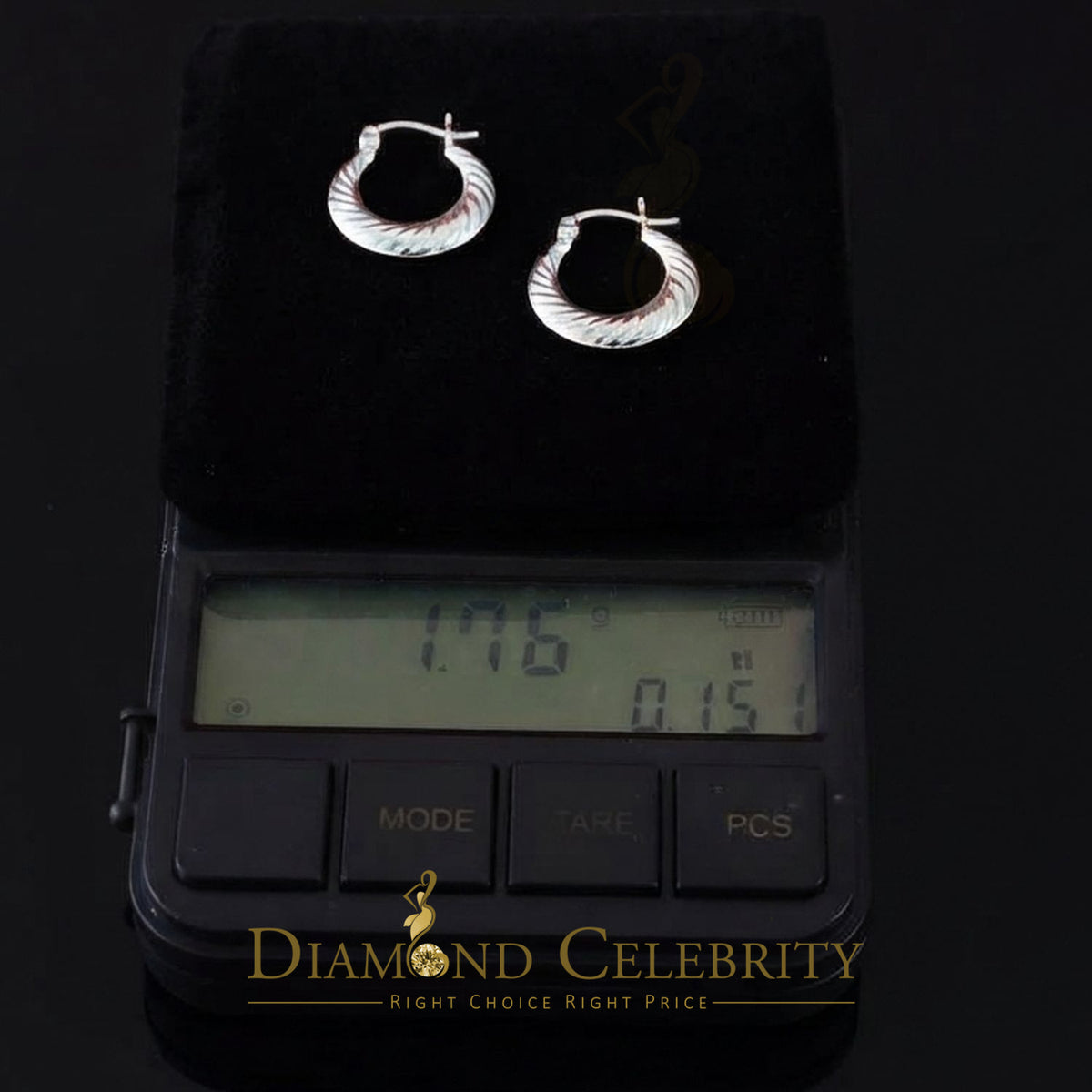 925 Sterling Silver Twisted Tube/Shrimp Textured & Puffy Ribbed 18mmHoop Earring