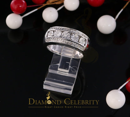 DiamondCelebritees 0.20 CT Real Diamond Men's 925 Sterling Silver White Band Big Ring Size 10.5