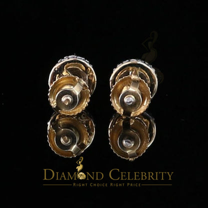 DiamondCelebritees 925 Sterling Silver 0.05ct Diamond for Women's/ Men's Yellow Stud Round Earrings