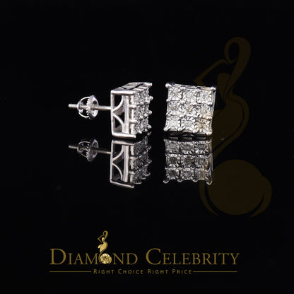 DiamondCelebritees 0.15ct Diamond Hip Hop Women's & Men's Stud Earrings 925 White Sterling Silver