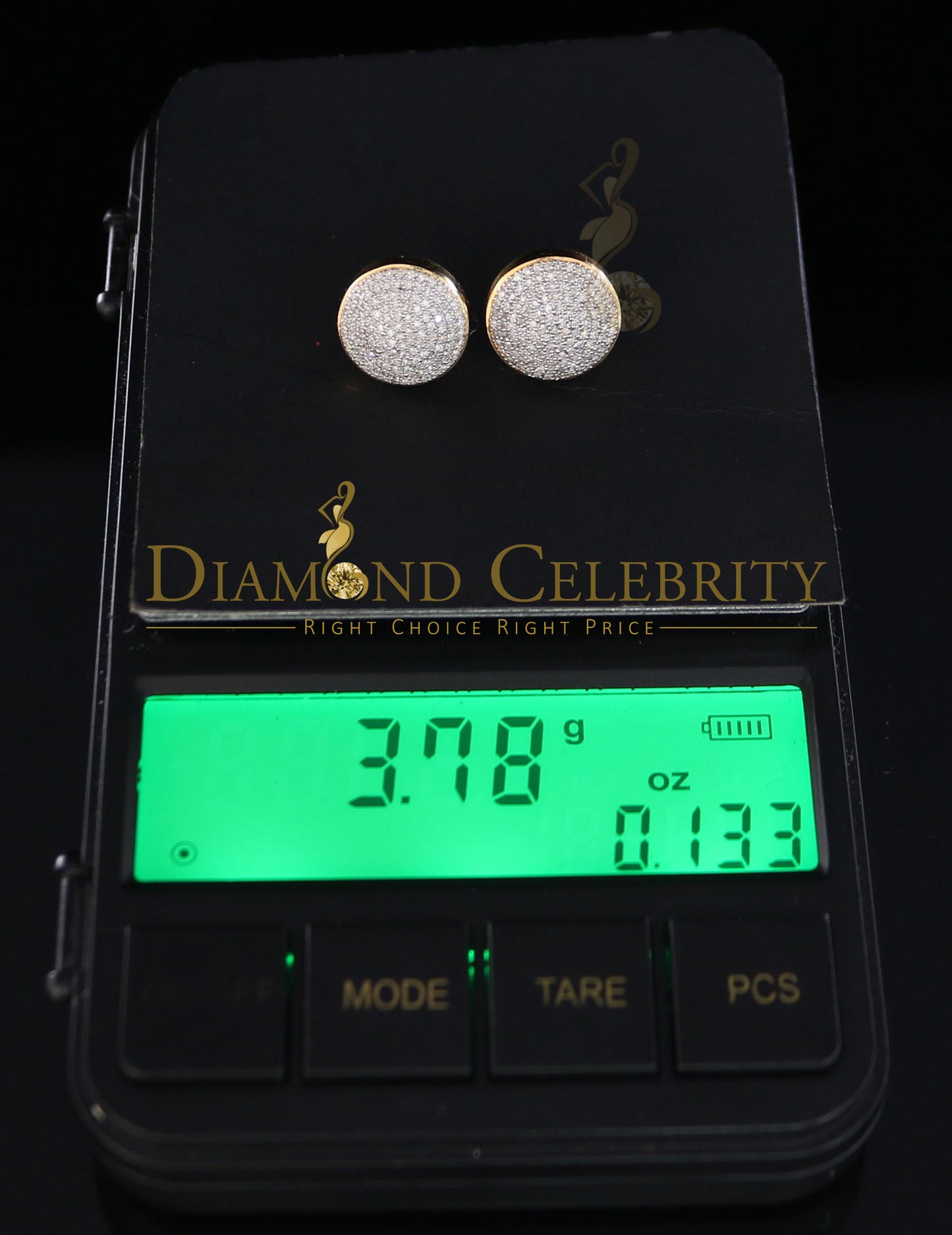 DiamondCelebritees 925 Sterling Silver Yellow Hip Hop 0.66ct Diamond Men's/ Women's Stud Earrings
