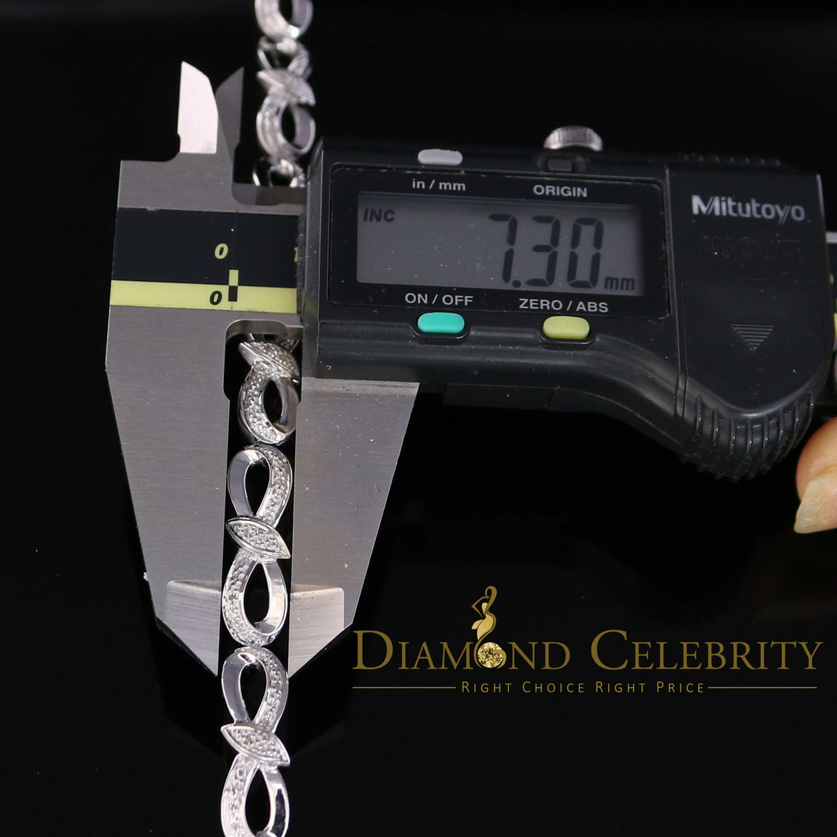 Diamondcelebritees 925 Sterling Silver Infinity Style 0.15CT Real Diamond Bracelet Size 7.5 Inch