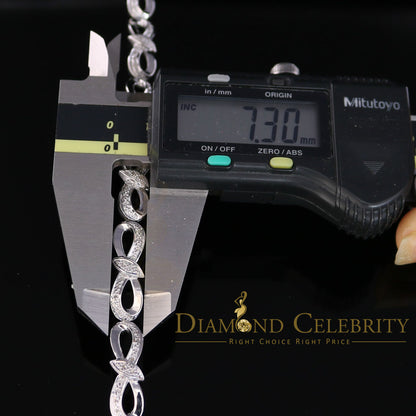 Diamondcelebritees 925 Sterling Silver Infinity Style 0.15CT Real Diamond Bracelet Size 7.5 Inch