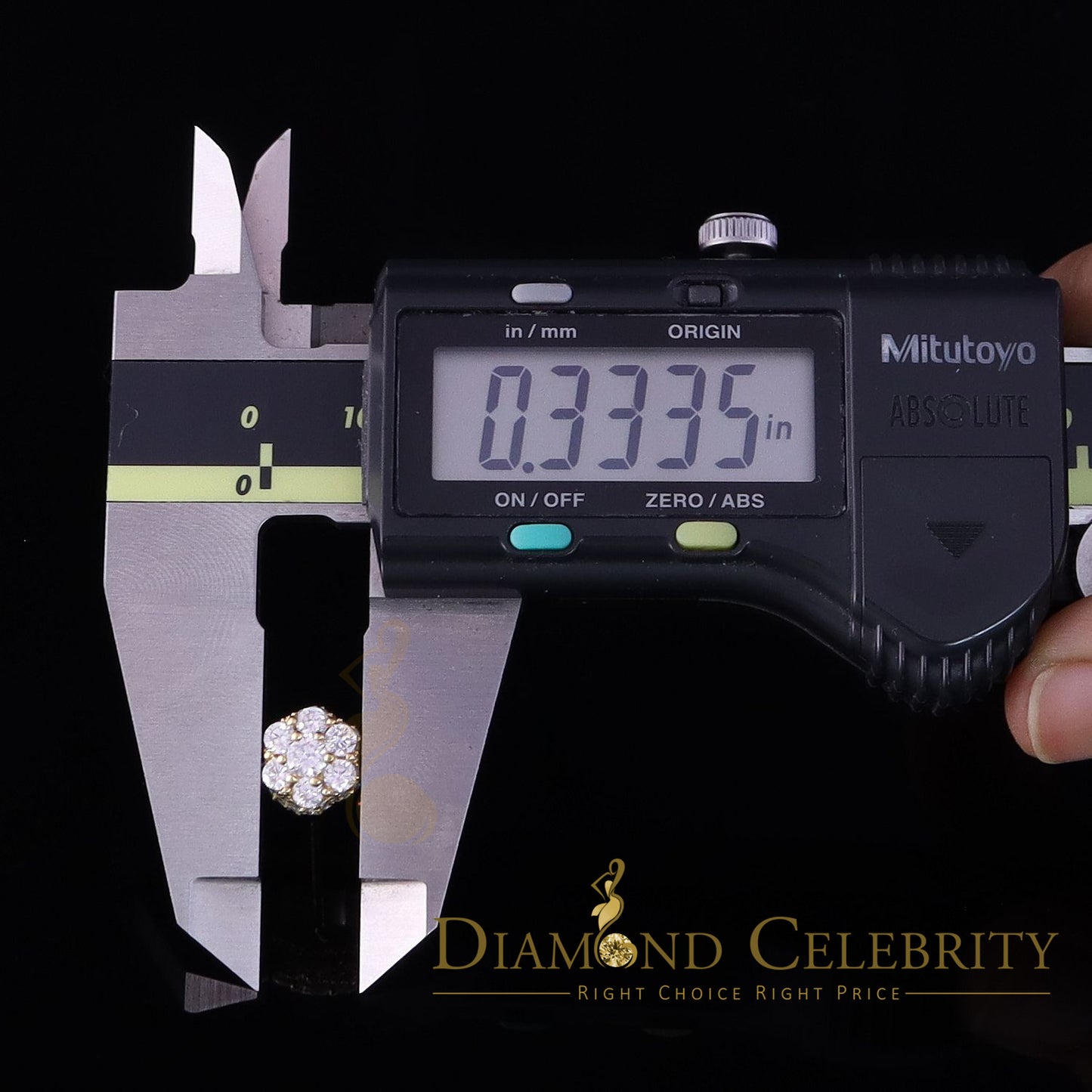 DiamondCelebritees  1.50ct Cubic Zirconia Sterling Yellow Silver For Men's / Women's Round Earring