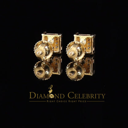 DiamondCelebritees 925 Sterling Silver 0.05ct Genuine Diamond Women's & Men's Yellow Square Earring