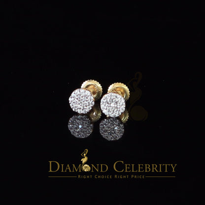 DiamondCelebritees  0.30ct Cubic Zirconia 925 Yellow Silver Aretes Para Hombre Women Round Earrings