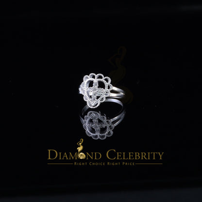 DiamondCelebritees Religious White 925 Sterling Silver Cross in Heart CZ Women's Ring Size 9