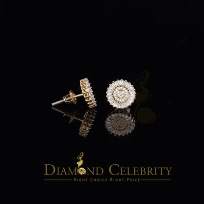 DiamondCelebritees  Yellow 925 Sterling Silver 0.24ct Cubic Zirconia For Women's Round Earrings