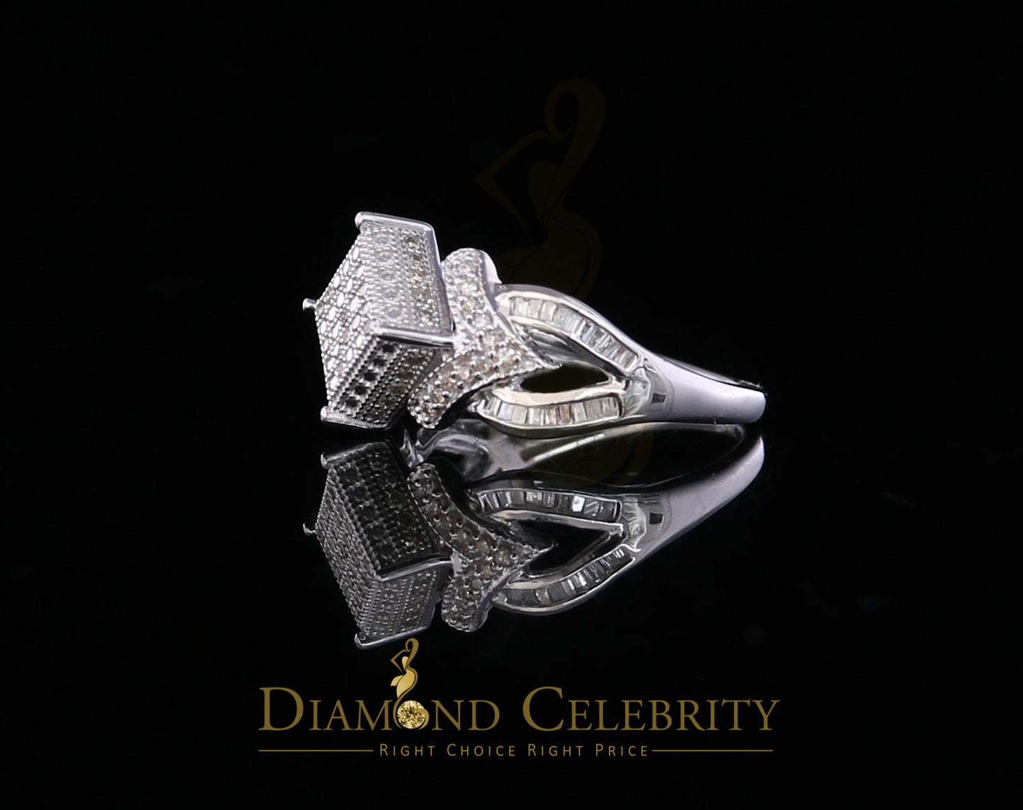 DiamondCelebritees 0.50 CT Real Diamond 925 Silver White Cinderella Womens Ring Size 7