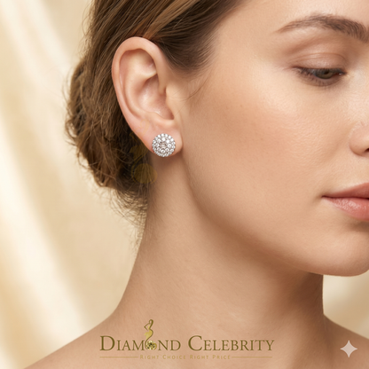 DiamondCelebritees  925 Yellow Sterling Silver 1.86ct Cubic Zirconia Round Women's Stud Earrings
