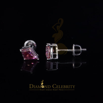 Diamondcelebritees 1.00CT VVS 'D' Pink Moissanite Women's 925White Silver Kite Shaped Stud Earrings