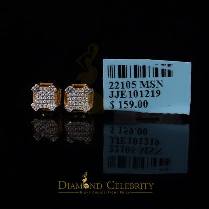 DiamondCelebritees Men's/Womens 925 Silver Yellow 0.25ct VVS 'D' Moissanite Square Stud Earrings