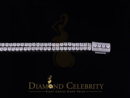 Diamondcelebritees  Tennis Bracelete 4mm Thick 8" Long 15ct Moissanite White 925 Silver Round 2Row